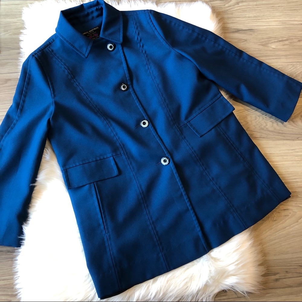 Vintage Samuel Martin Teal Blue Raincoat size med - Picture 1 of 4